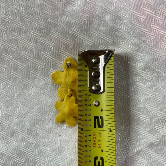 Boho Plumeria Flower Aloha Dangle Drop Statement Earrings Yellow II - Picture 5 of 11